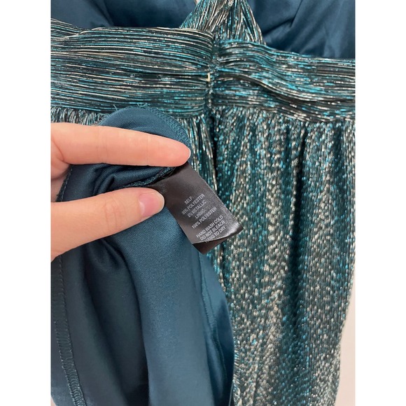 Lulus Ailey Gold and Teal Blue Skater Party Sparkle Cocktail Mini Dress‎ L - Picture 9 of 12